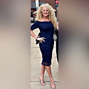 Ruched Mesh Bodycon Dress